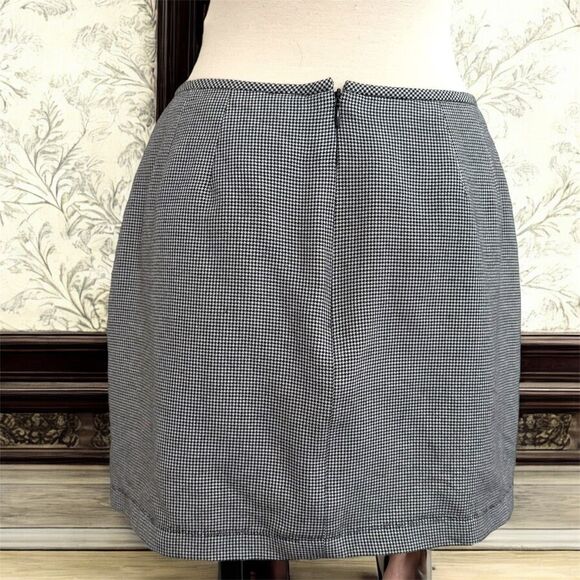 Vintage Le Suit Houndstooth Black Plaid Mini Skirt Medium - Picture 3 of 7